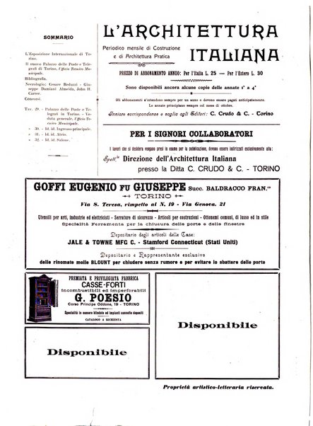 L'architettura italiana periodico mensile di costruzione e di architettura pratica