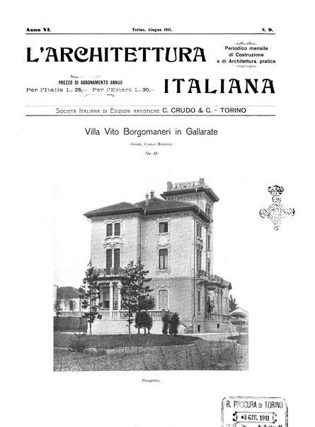 L'architettura italiana periodico mensile di costruzione e di architettura pratica