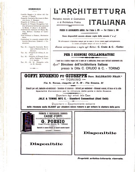 L'architettura italiana periodico mensile di costruzione e di architettura pratica