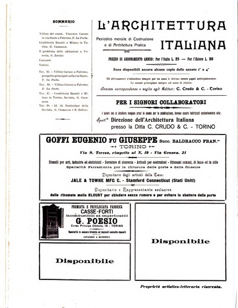 L'architettura italiana periodico mensile di costruzione e di architettura pratica