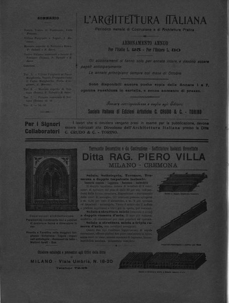 L'architettura italiana periodico mensile di costruzione e di architettura pratica