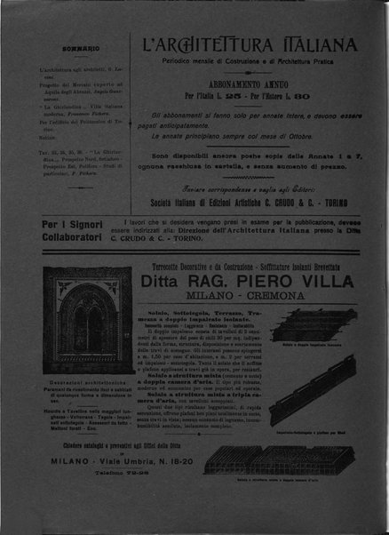 L'architettura italiana periodico mensile di costruzione e di architettura pratica