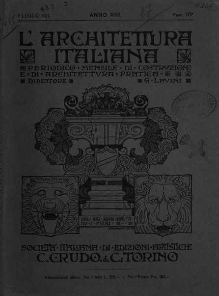 L'architettura italiana periodico mensile di costruzione e di architettura pratica