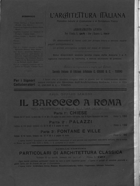 L'architettura italiana periodico mensile di costruzione e di architettura pratica