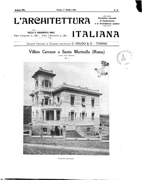 L'architettura italiana periodico mensile di costruzione e di architettura pratica