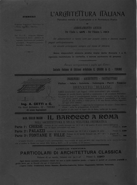 L'architettura italiana periodico mensile di costruzione e di architettura pratica