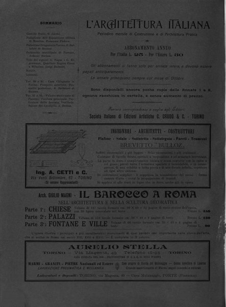 L'architettura italiana periodico mensile di costruzione e di architettura pratica