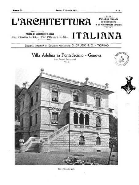 L'architettura italiana periodico mensile di costruzione e di architettura pratica