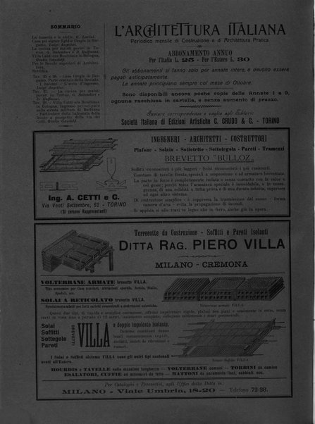 L'architettura italiana periodico mensile di costruzione e di architettura pratica