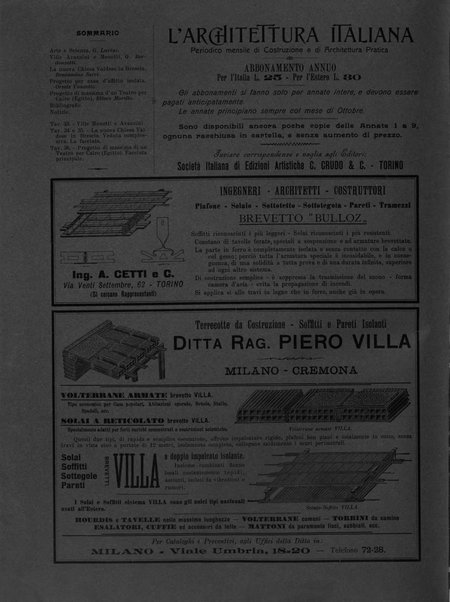 L'architettura italiana periodico mensile di costruzione e di architettura pratica