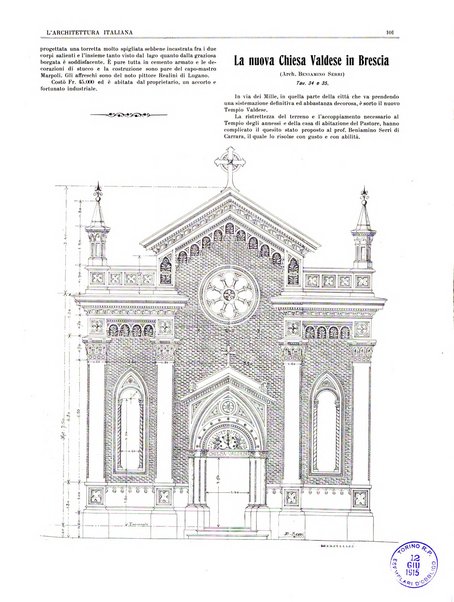 L'architettura italiana periodico mensile di costruzione e di architettura pratica