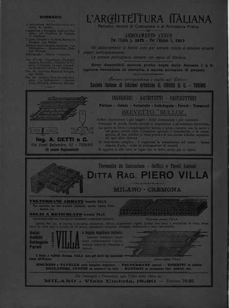 L'architettura italiana periodico mensile di costruzione e di architettura pratica