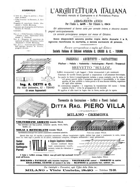 L'architettura italiana periodico mensile di costruzione e di architettura pratica