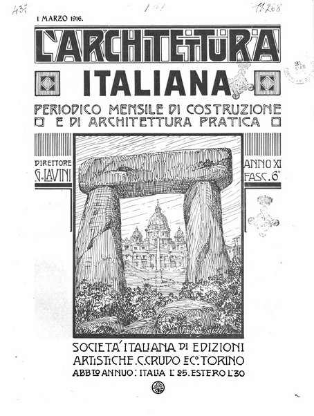 L'architettura italiana periodico mensile di costruzione e di architettura pratica