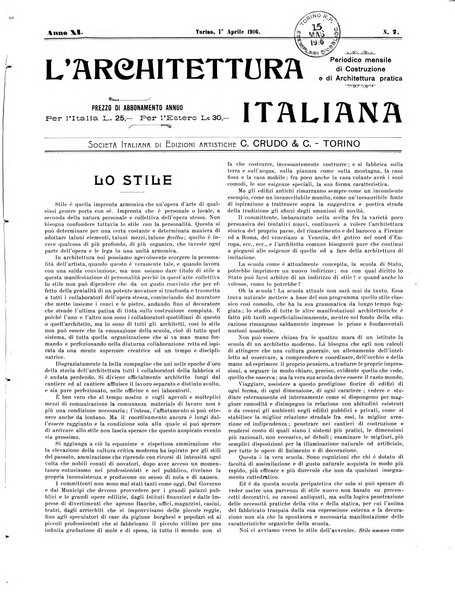 L'architettura italiana periodico mensile di costruzione e di architettura pratica