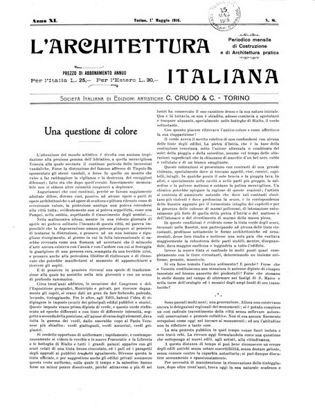 L'architettura italiana periodico mensile di costruzione e di architettura pratica