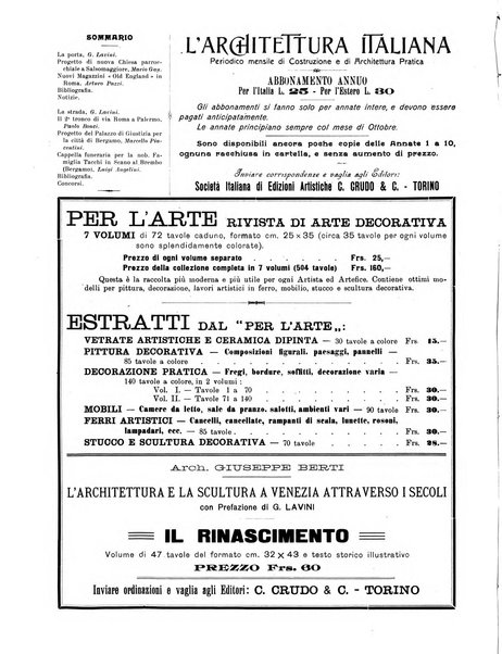 L'architettura italiana periodico mensile di costruzione e di architettura pratica