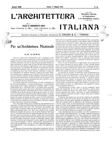 L'architettura italiana periodico mensile di costruzione e di architettura pratica