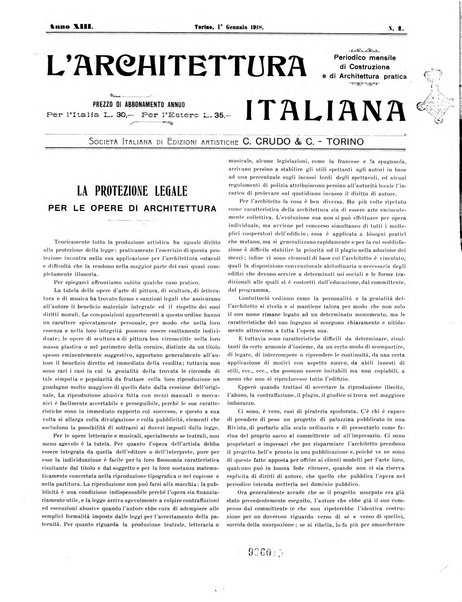 L'architettura italiana periodico mensile di costruzione e di architettura pratica