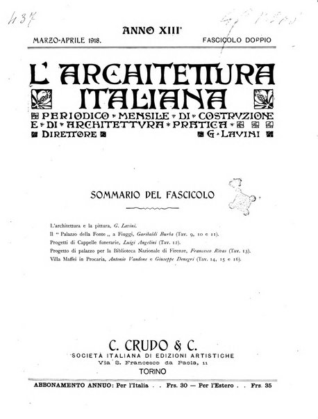 L'architettura italiana periodico mensile di costruzione e di architettura pratica