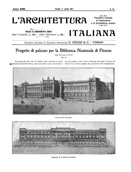 L'architettura italiana periodico mensile di costruzione e di architettura pratica