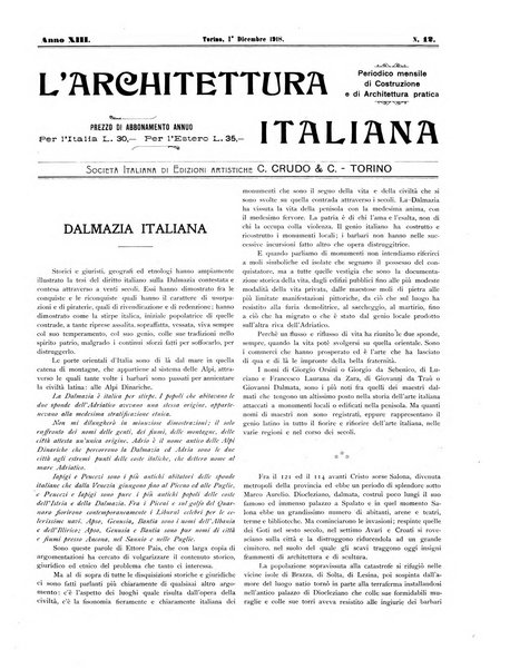 L'architettura italiana periodico mensile di costruzione e di architettura pratica