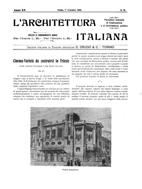 L'architettura italiana periodico mensile di costruzione e di architettura pratica