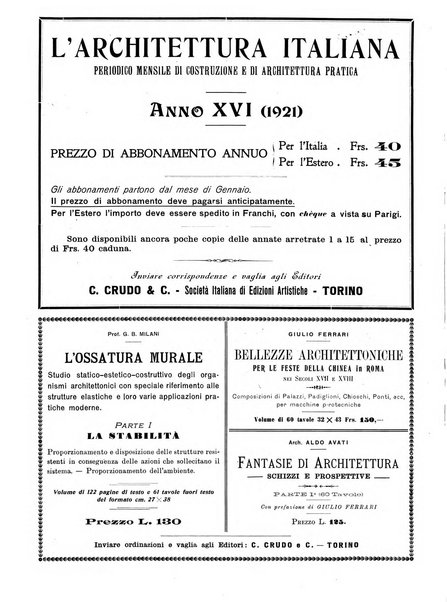 L'architettura italiana periodico mensile di costruzione e di architettura pratica