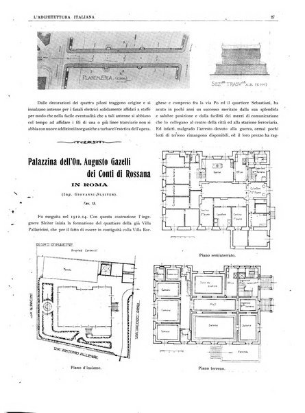 L'architettura italiana periodico mensile di costruzione e di architettura pratica