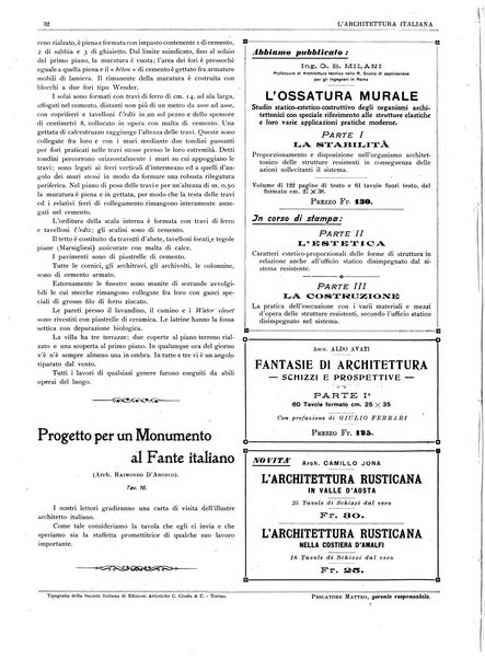 L'architettura italiana periodico mensile di costruzione e di architettura pratica