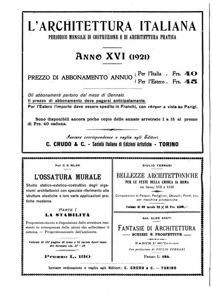 L'architettura italiana periodico mensile di costruzione e di architettura pratica