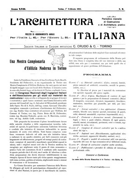 L'architettura italiana periodico mensile di costruzione e di architettura pratica