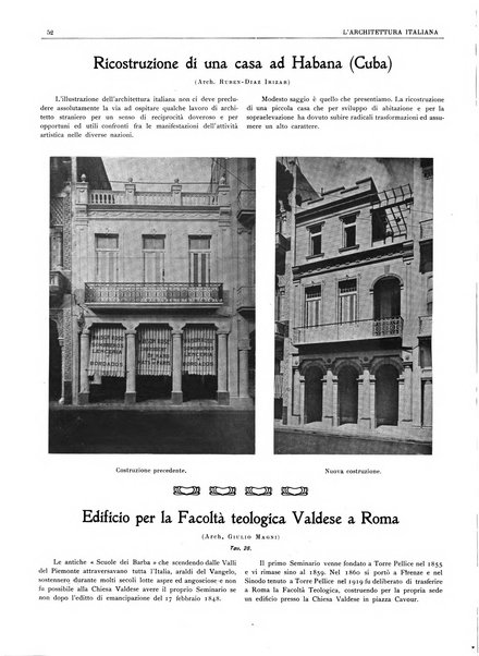 L'architettura italiana periodico mensile di costruzione e di architettura pratica