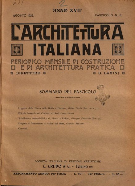 L'architettura italiana periodico mensile di costruzione e di architettura pratica