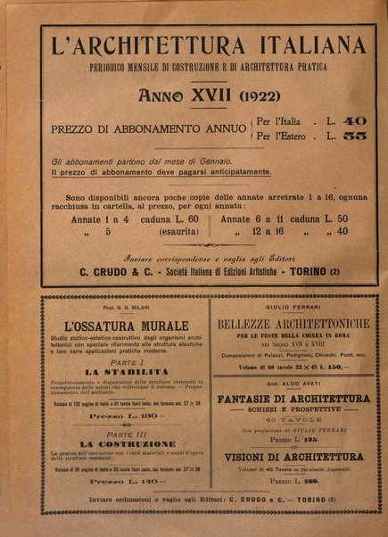 L'architettura italiana periodico mensile di costruzione e di architettura pratica