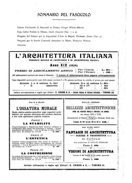 L'architettura italiana periodico mensile di costruzione e di architettura pratica