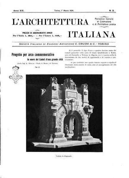 L'architettura italiana periodico mensile di costruzione e di architettura pratica