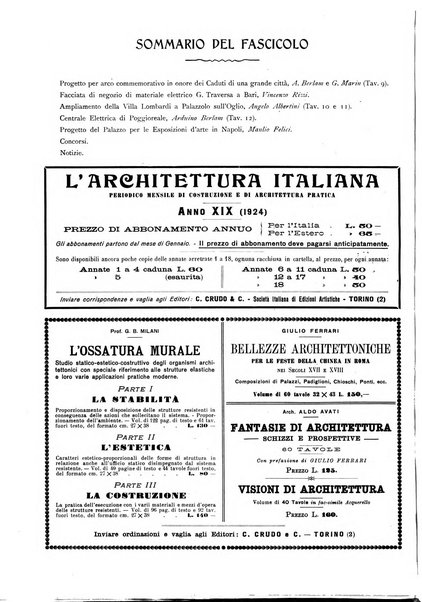 L'architettura italiana periodico mensile di costruzione e di architettura pratica