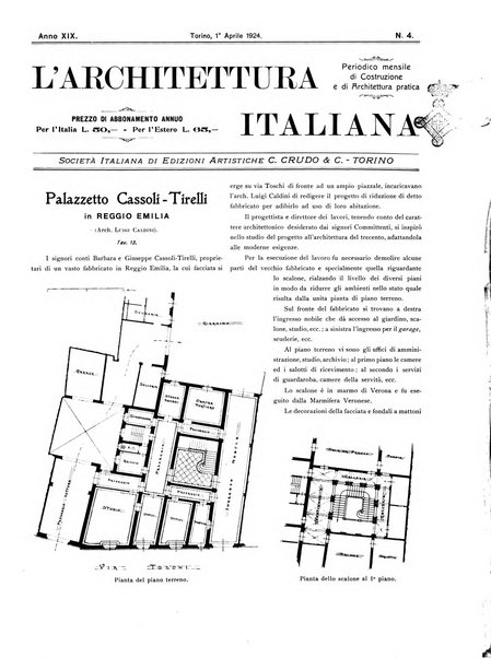 L'architettura italiana periodico mensile di costruzione e di architettura pratica