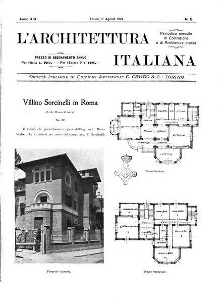 L'architettura italiana periodico mensile di costruzione e di architettura pratica