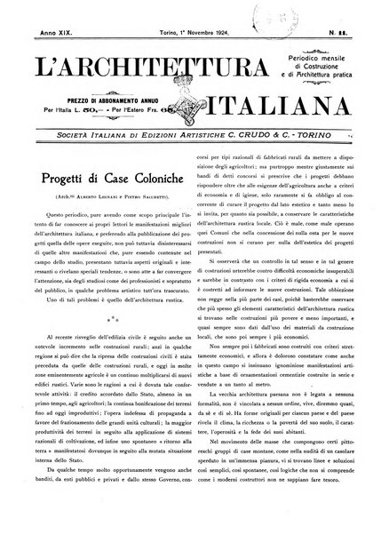 L'architettura italiana periodico mensile di costruzione e di architettura pratica