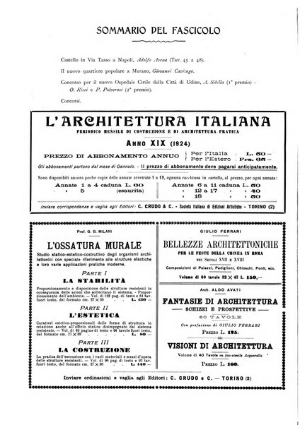 L'architettura italiana periodico mensile di costruzione e di architettura pratica