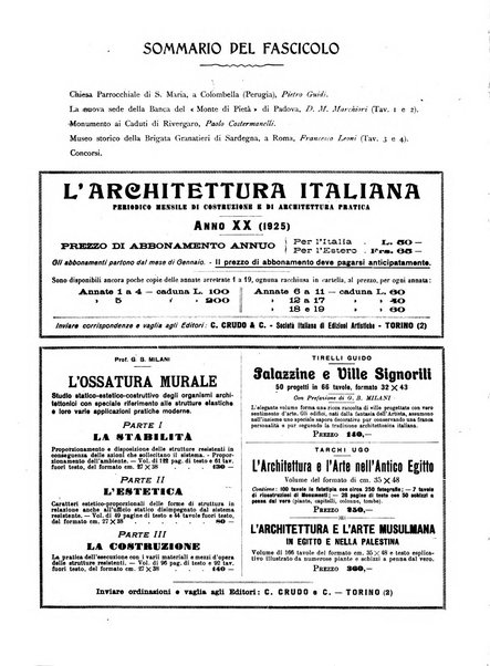 L'architettura italiana periodico mensile di costruzione e di architettura pratica