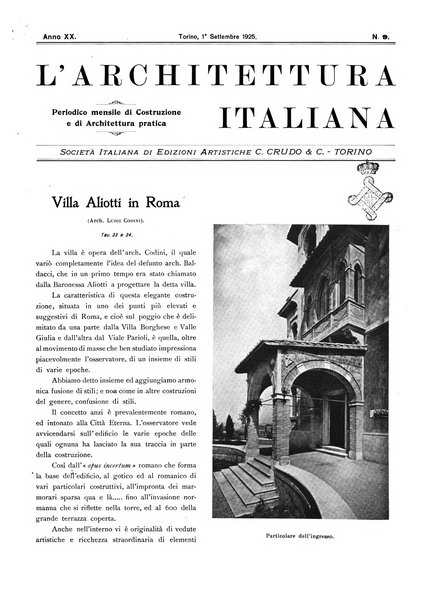 L'architettura italiana periodico mensile di costruzione e di architettura pratica