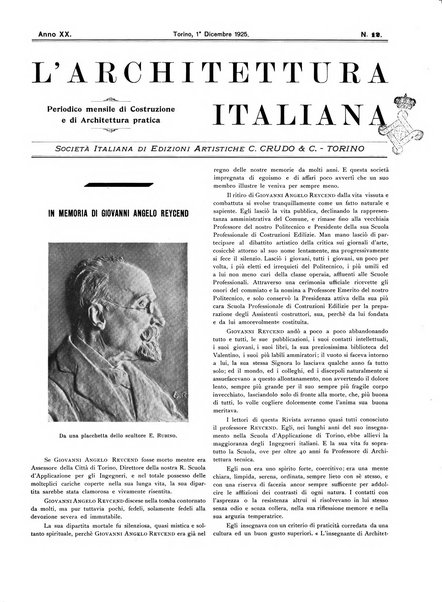 L'architettura italiana periodico mensile di costruzione e di architettura pratica