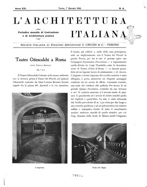 L'architettura italiana periodico mensile di costruzione e di architettura pratica