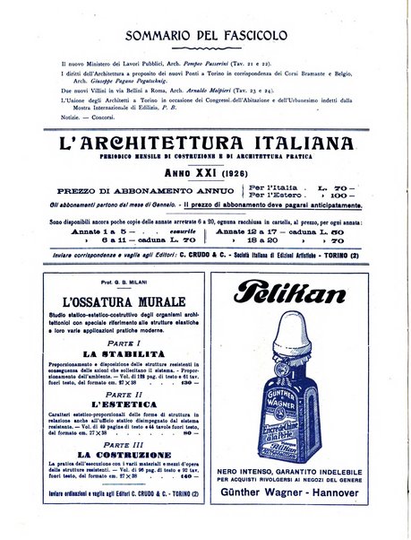 L'architettura italiana periodico mensile di costruzione e di architettura pratica