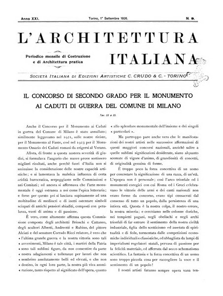 L'architettura italiana periodico mensile di costruzione e di architettura pratica