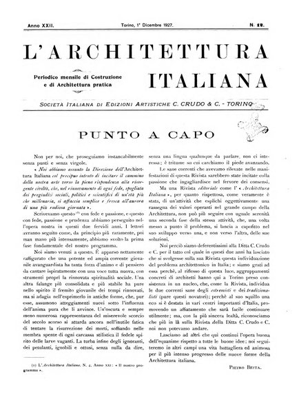 L'architettura italiana periodico mensile di costruzione e di architettura pratica