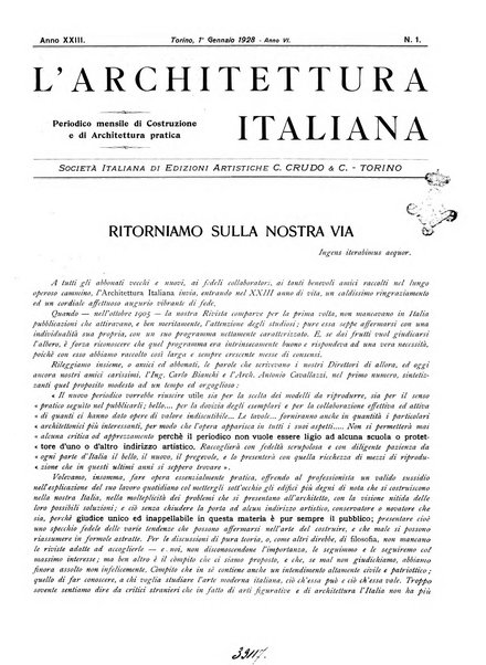 L'architettura italiana periodico mensile di costruzione e di architettura pratica